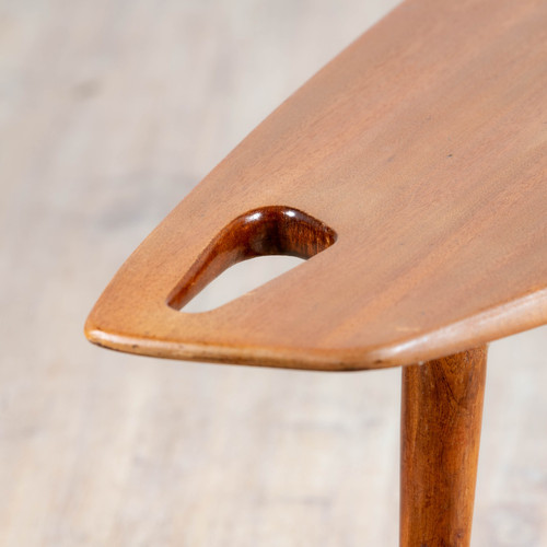 Mahogany tripod coffee table by Pierre Cruège, 1953