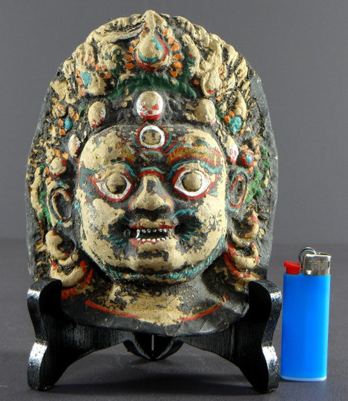 Nepal, Late 19th-early 20th Century, Bhairava Mask In Painted Paper Mache.