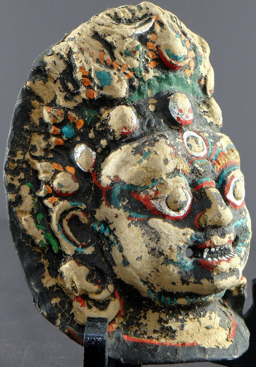 Nepal, Late 19th-early 20th Century, Bhairava Mask In Painted Paper Mache.