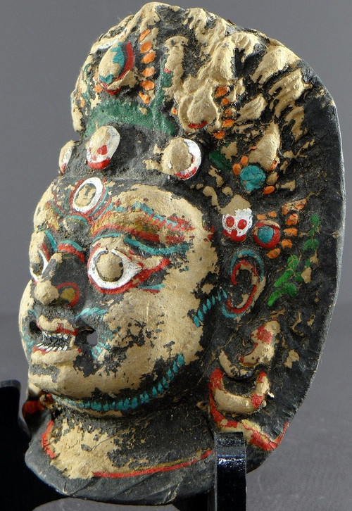 Nepal, Late 19th-early 20th Century, Bhairava Mask In Painted Paper Mache.