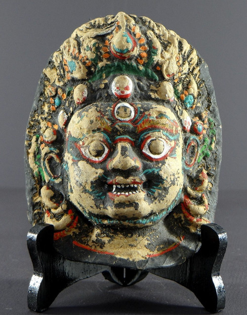 Nepal, Late 19th-early 20th Century, Bhairava Mask In Painted Paper Mache.