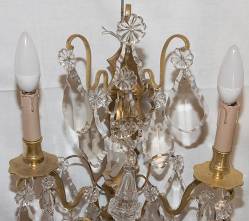 Pair Of Bronze And Crystal Sconces Mid 19th Century