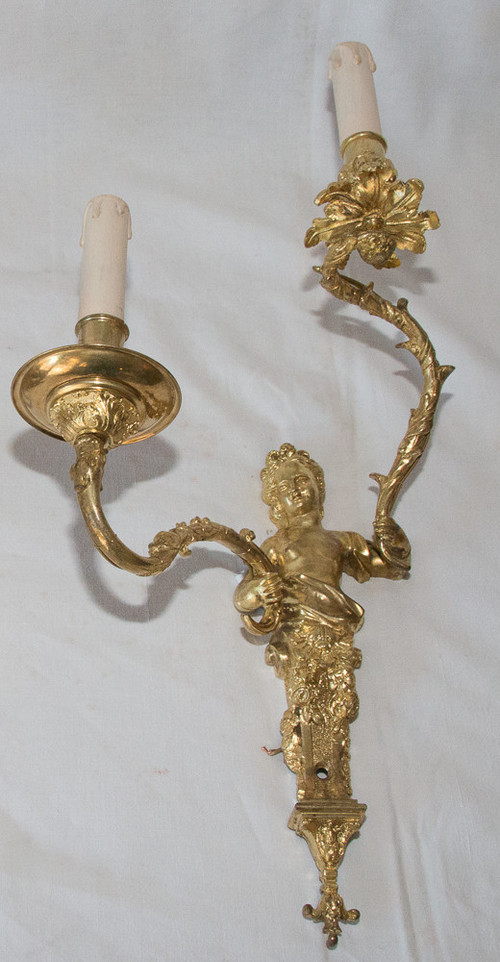 Pair of Regency Style Gilt Bronze Sconces Circa 1870