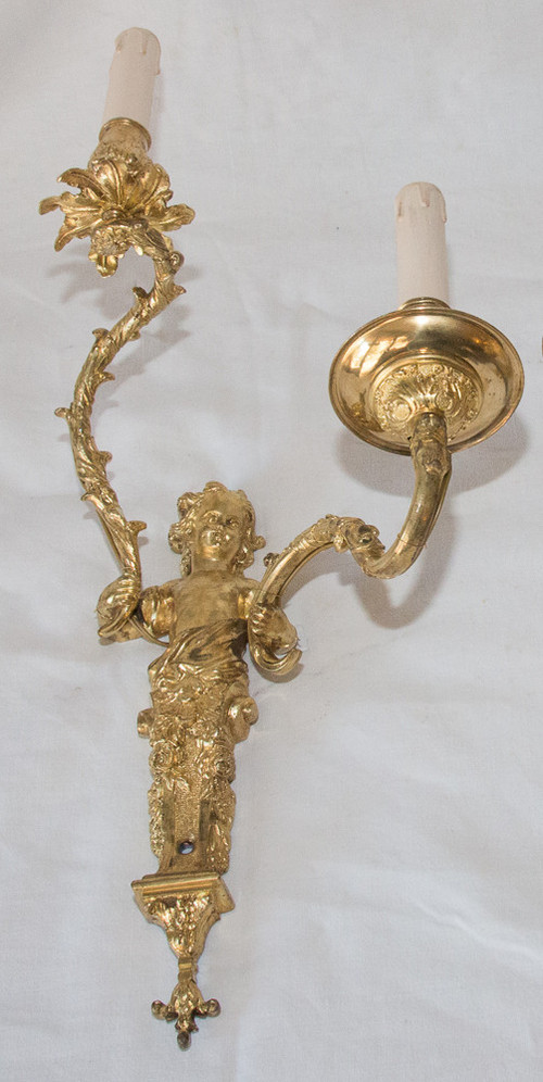 Pair of Regency Style Gilt Bronze Sconces Circa 1870