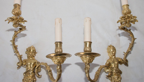 Pair of Regency Style Gilt Bronze Sconces Circa 1870