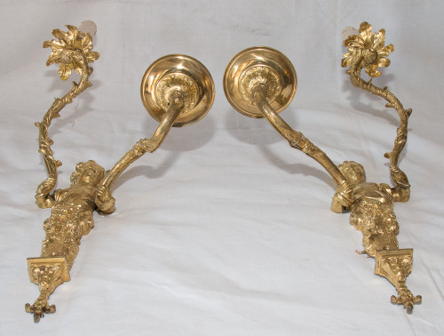 Pair of Regency Style Gilt Bronze Sconces Circa 1870