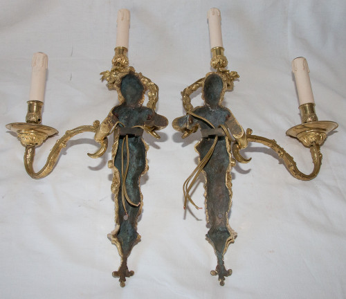 Pair of Regency Style Gilt Bronze Sconces Circa 1870