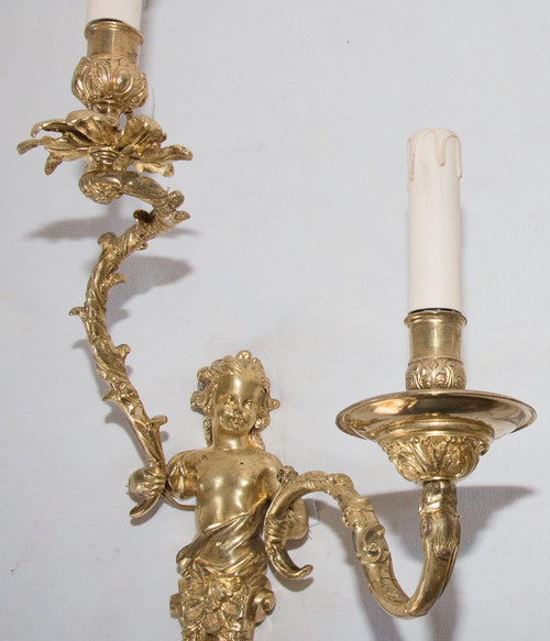 Pair of Regency Style Gilt Bronze Sconces Circa 1870