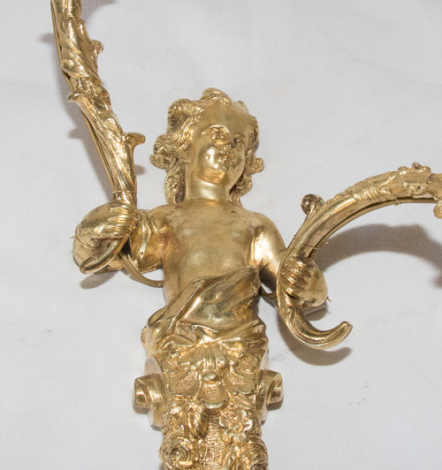 Pair of Regency Style Gilt Bronze Sconces Circa 1870