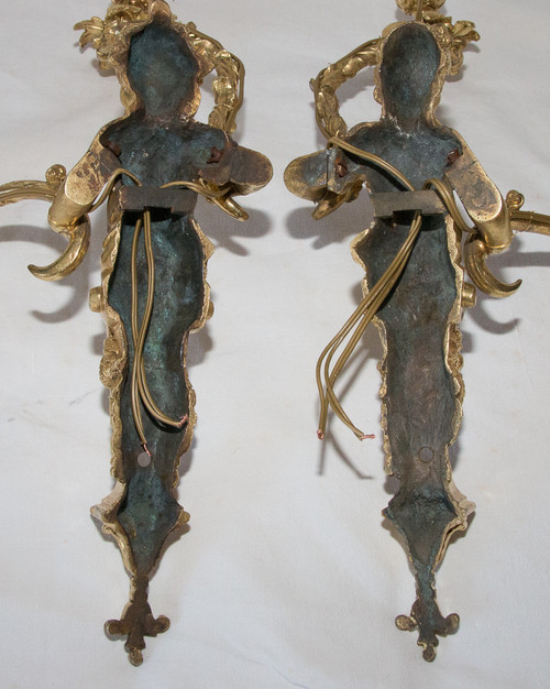 Pair of Regency Style Gilt Bronze Sconces Circa 1870