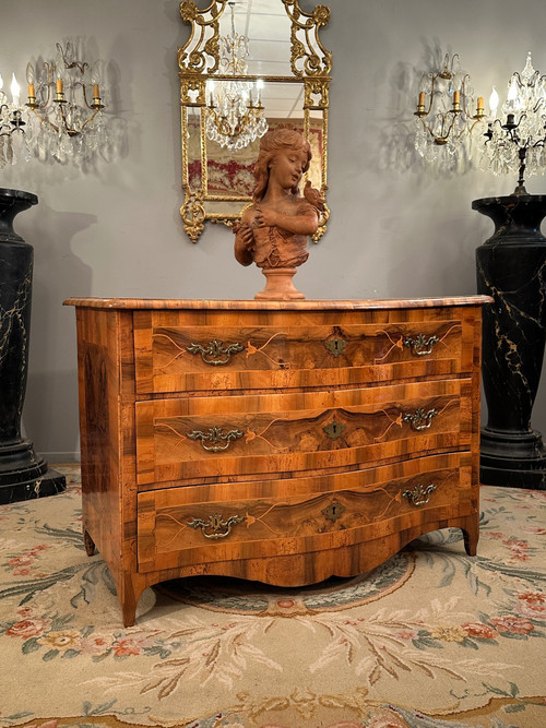 Thomas Hache, Commode Galbée En Marqueterie d'Epoque Régence Vers 1720