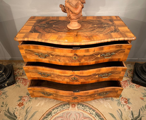 Thomas Hache, Commode Galbée En Marqueterie d'Epoque Régence Vers 1720