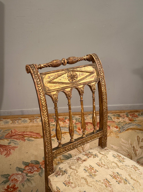 Coppia Di Sedie In Legno Dorato Epoca Luigi XVI 1780 circa