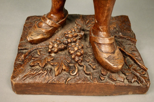 Walnut Sculpture Of A Harvester By Bonin Dijon