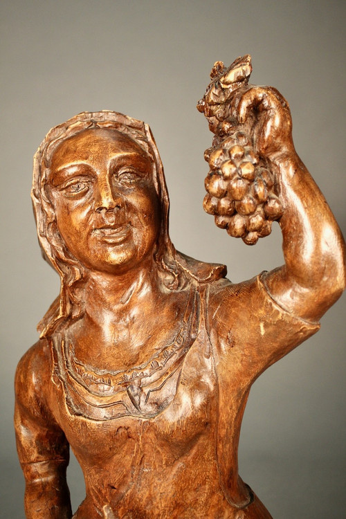 Walnut Sculpture Of A Harvester By Bonin Dijon