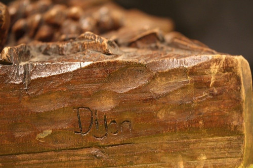 Walnut Sculpture Of A Harvester By Bonin Dijon