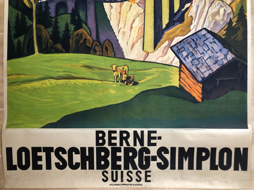 Poster Berna Loetschberg Sempione Svizzera 1931 di Eugen Henziross