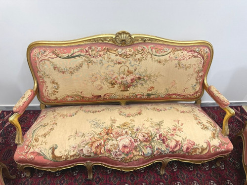 SALON IN THE LOUIS XV STYLE AUBUSSON TAPESTRY