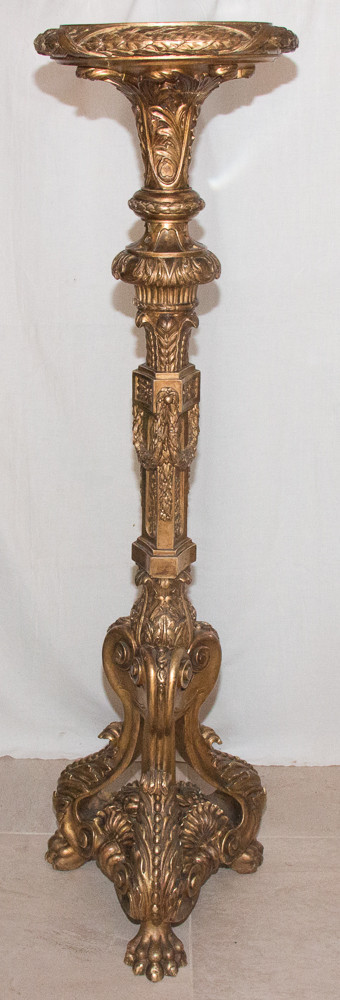 Large Carved And Gilded Wood Torchiere Late 19th Century