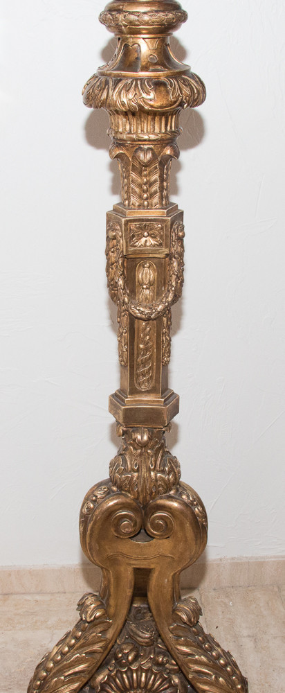 Large Carved And Gilded Wood Torchiere Late 19th Century