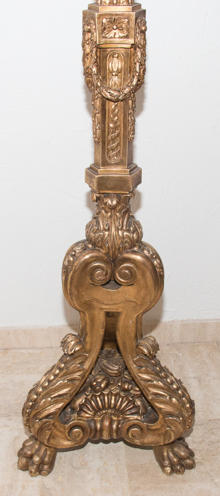 Large Carved And Gilded Wood Torchiere Late 19th Century