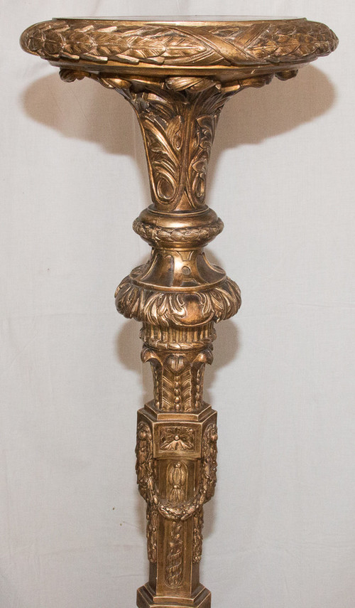 Large Carved And Gilded Wood Torchiere Late 19th Century