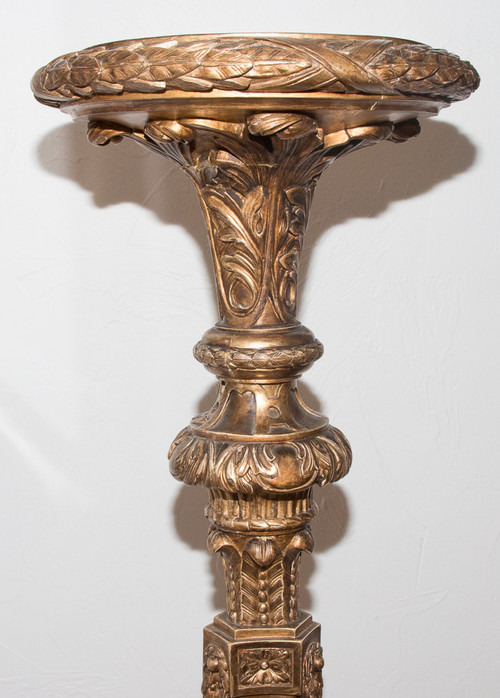 Large Carved And Gilded Wood Torchiere Late 19th Century