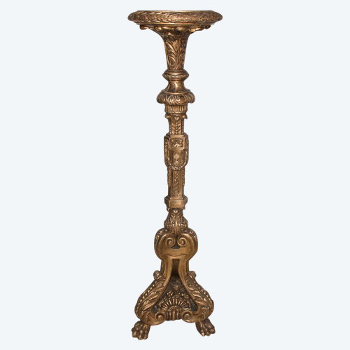 Large Carved And Gilded Wood Torchiere Late 19th Century