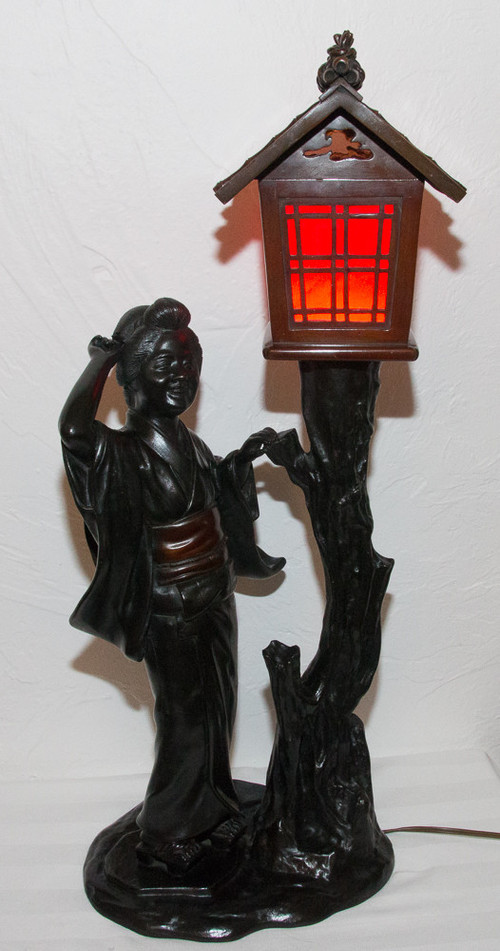 Geisha Lampe Bronze Meiji-Periode