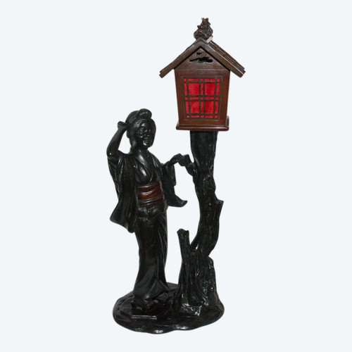 Geisha Lampe Bronze Meiji-Periode