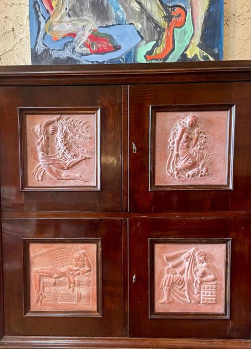 Art Deco Sideboard with the Allegory of the Four Seasons, 20th Century