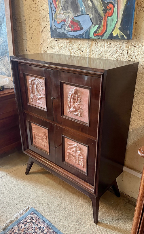 Art Deco Sideboard with the Allegory of the Four Seasons, 20th Century