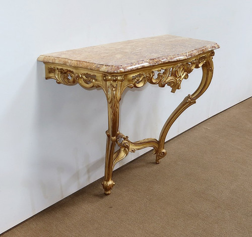 Wall console in gilded wood, Louis XV style - Mid 20th century