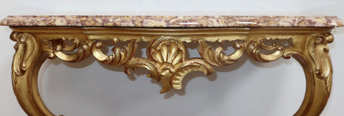 Wall console in gilded wood, Louis XV style - Mid 20th century