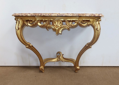 Wall console in gilded wood, Louis XV style - Mid 20th century