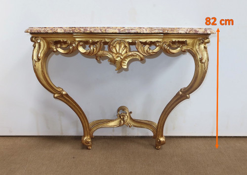 Wall console in gilded wood, Louis XV style - Mid 20th century