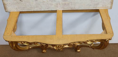 Wall console in gilded wood, Louis XV style - Mid 20th century