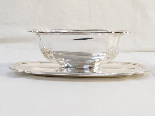 MASSIVE SILVER sauce boat and sauce spoon DOUTRE ROUSSEL