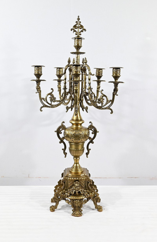 Pair of important Gilt Bronze Candelabras, Louis XIV style - Early 19th century