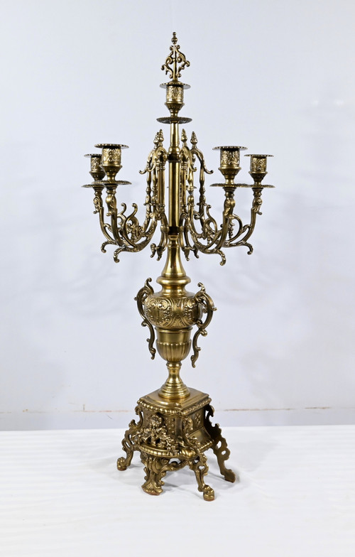 Pair of important Gilt Bronze Candelabras, Louis XIV style - Early 19th century