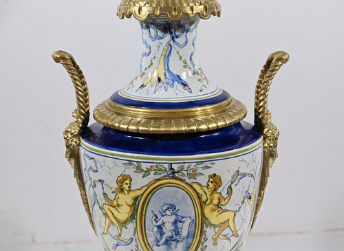 Earthenware oil lamp, Napoleon III period - Mid-19th century