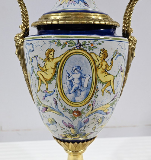 Earthenware oil lamp, Napoleon III period - Mid-19th century