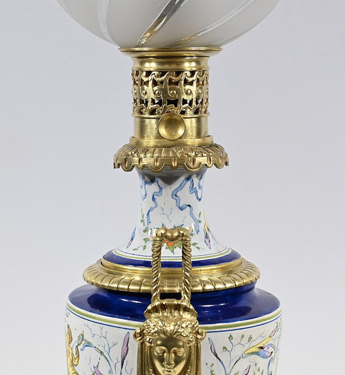 Earthenware oil lamp, Napoleon III period - Mid-19th century