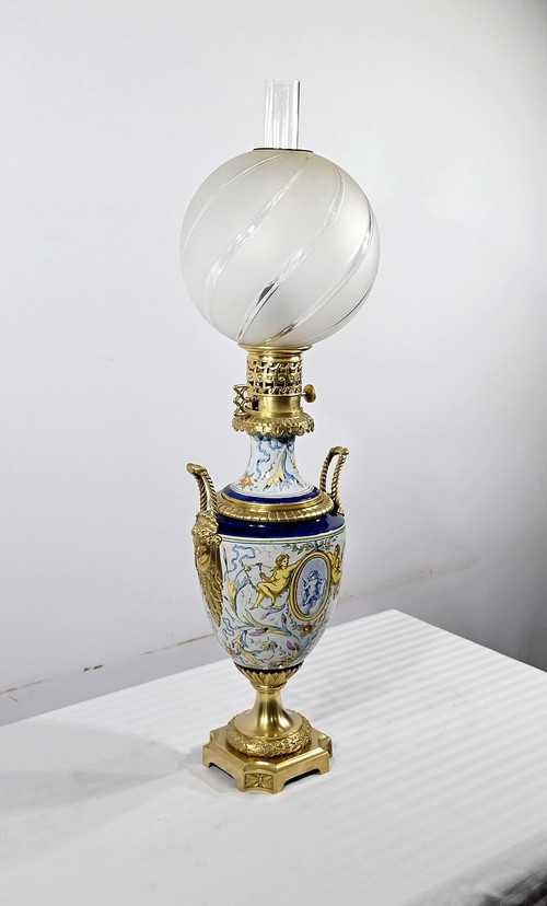 Earthenware oil lamp, Napoleon III period - Mid-19th century