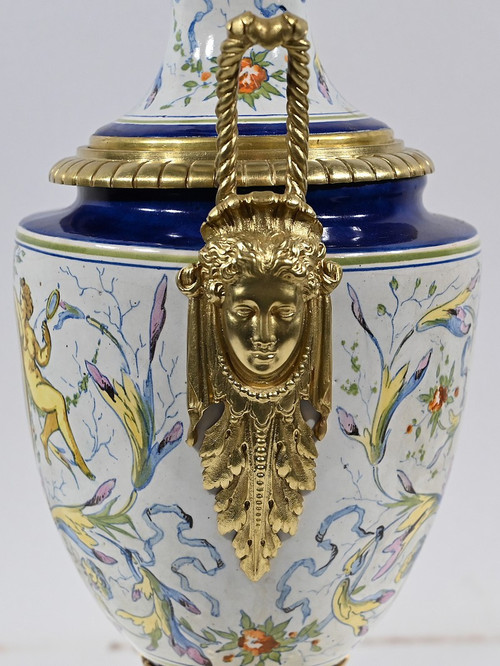 Earthenware oil lamp, Napoleon III period - Mid-19th century