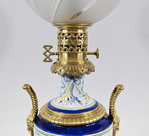 Earthenware oil lamp, Napoleon III period - Mid-19th century