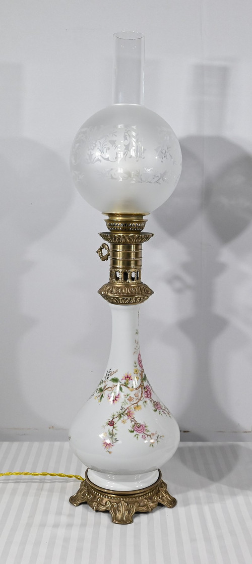 Pair of Electrified Oil Lamps, Napoleon III style - Mid 20th century