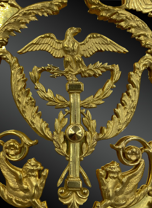 Belt plate, 19th century. Gilded brass.