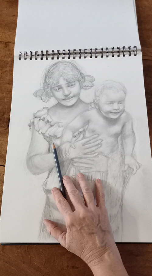 Mother and child portrait /drawing