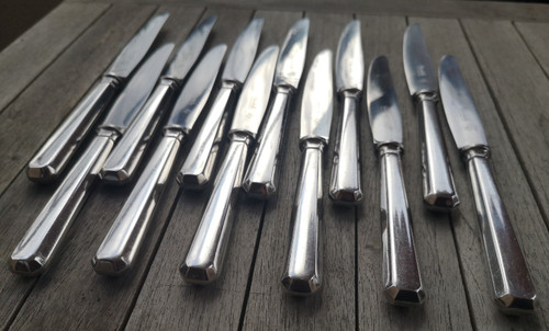 12 dessert/cheese knives rare art deco model silver-plated Christofle silverware